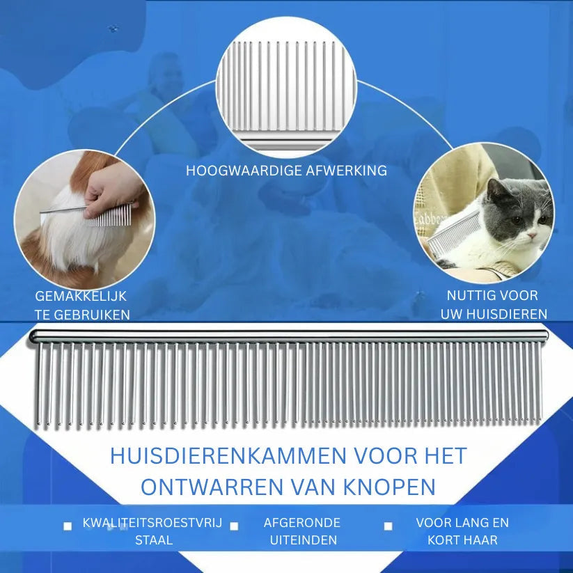 Hundborste med dubbla tandrader och separat kam
