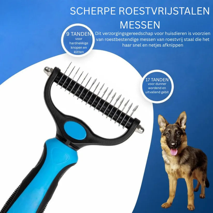 Hundborste med dubbla tandrader och separat kam