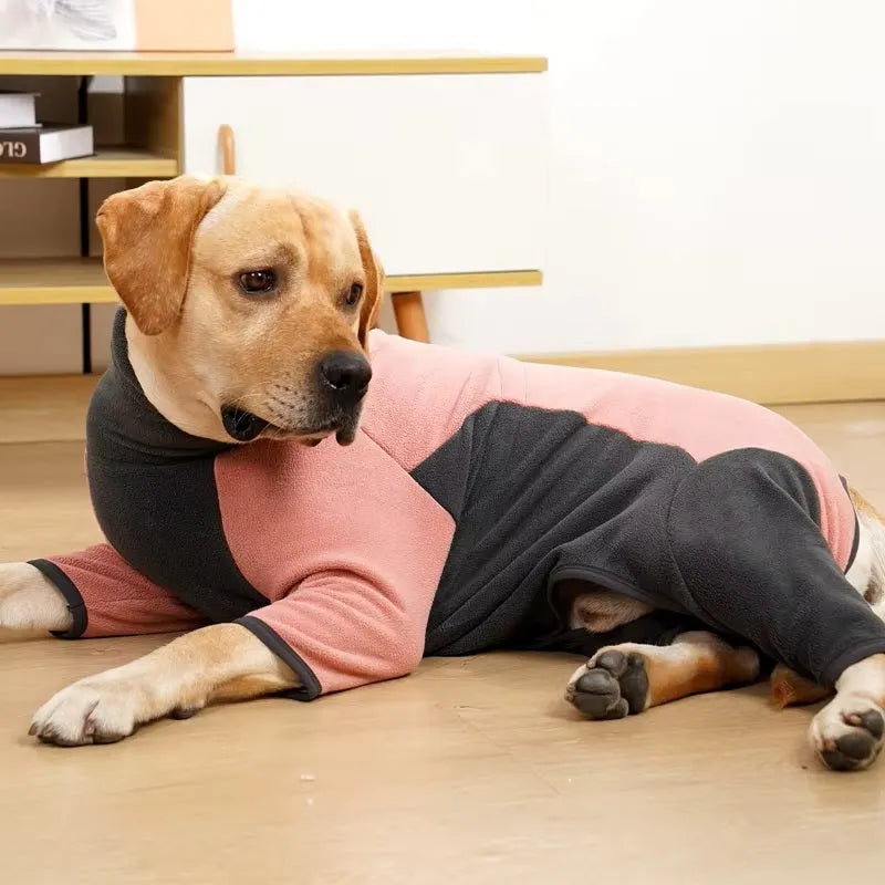 Hundjacka med tvåfärgad kropp och ställbar krage - Rosa