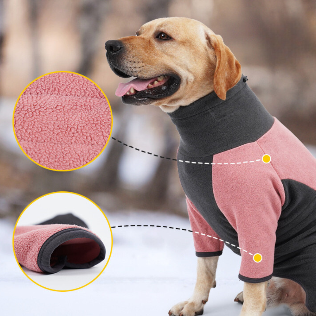 Hundjacka med tvåfärgad kropp och ställbar krage - Rosa