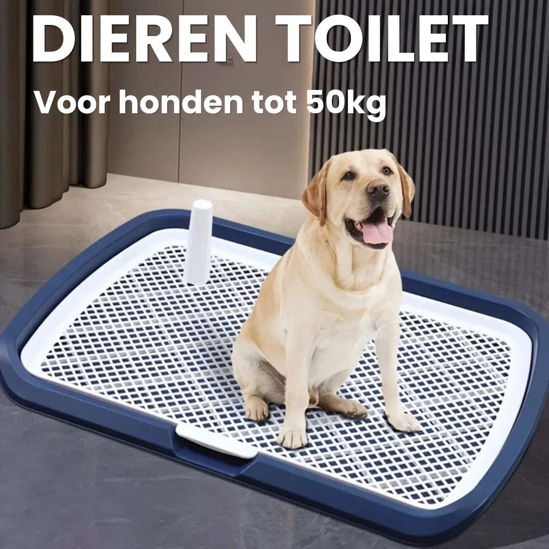 Hundtoalett med löstagbart galler och liten stolpe