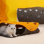Kattunnel med vågform, runda öppningar och filtstruktur - Orange - Grå