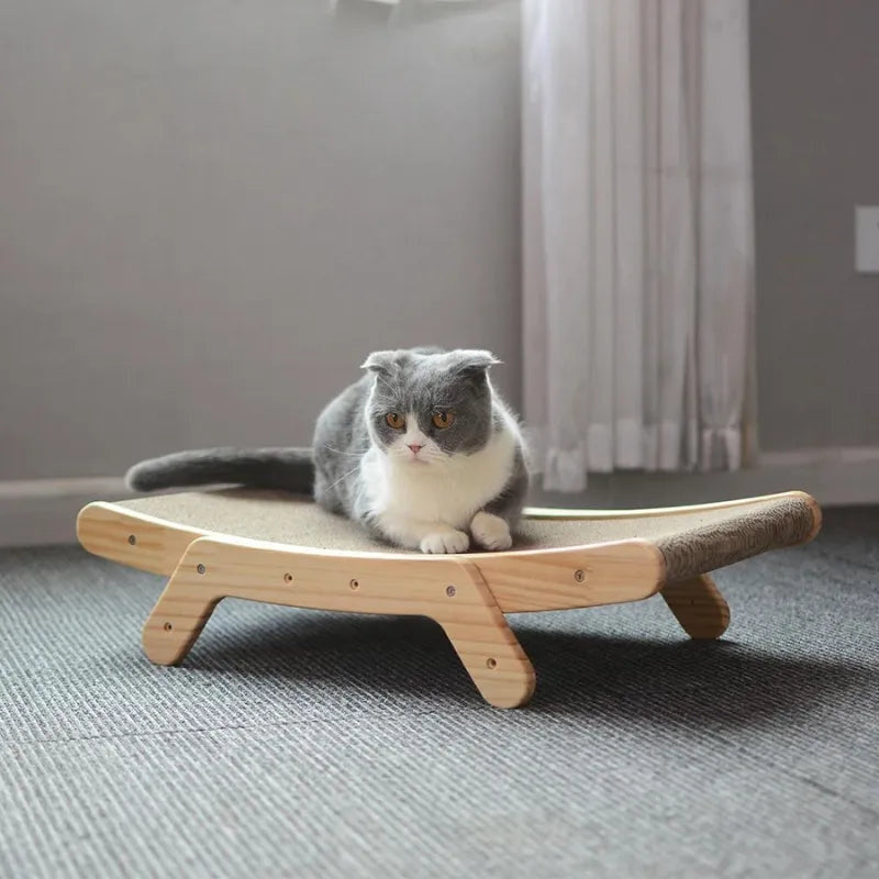Klösmöbel katt - böjd liggyta med ställbar träram - Bädd
