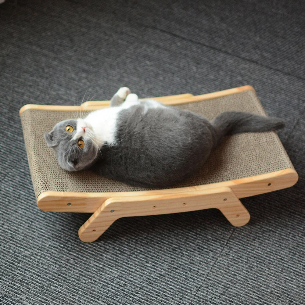 Klösmöbel katt - böjd liggyta med ställbar träram - Bädd