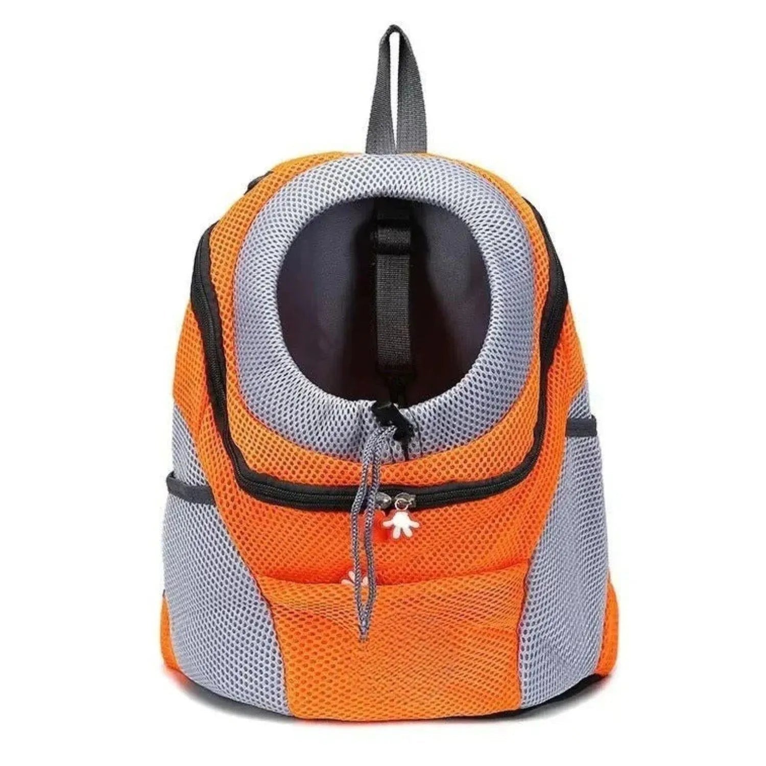Kattväska som ryggsäck med nätpaneler och bärhandtag - Orange