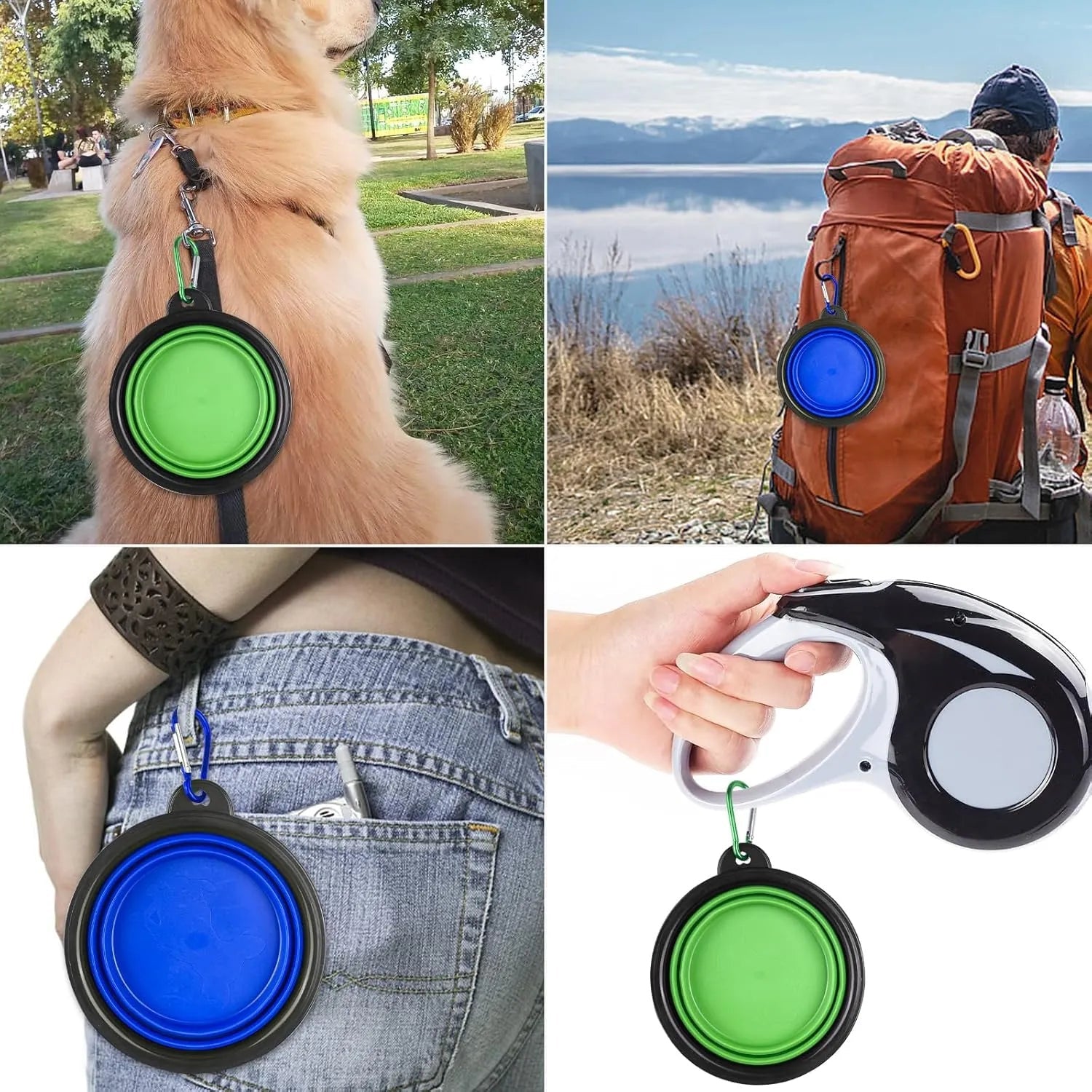 Vattenskål hund - hopfällbar skål med rundad kant